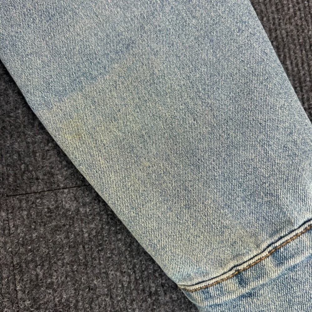 Max Studio Women's Jean Jacket Blue Distressed Stretch Y2K Grunge Streetwear - L - Picture 3 of 16